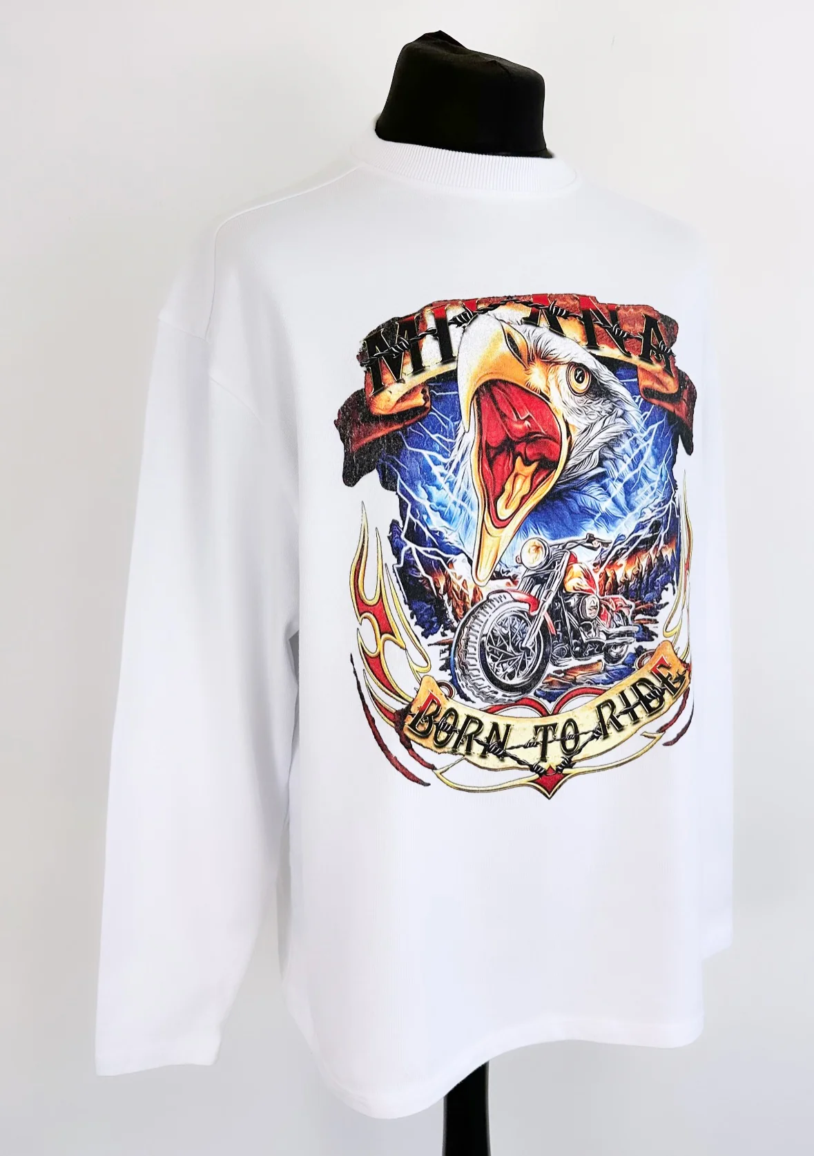 White Heavyweight Eagle Long Sleeve T-shirt. - Image 3