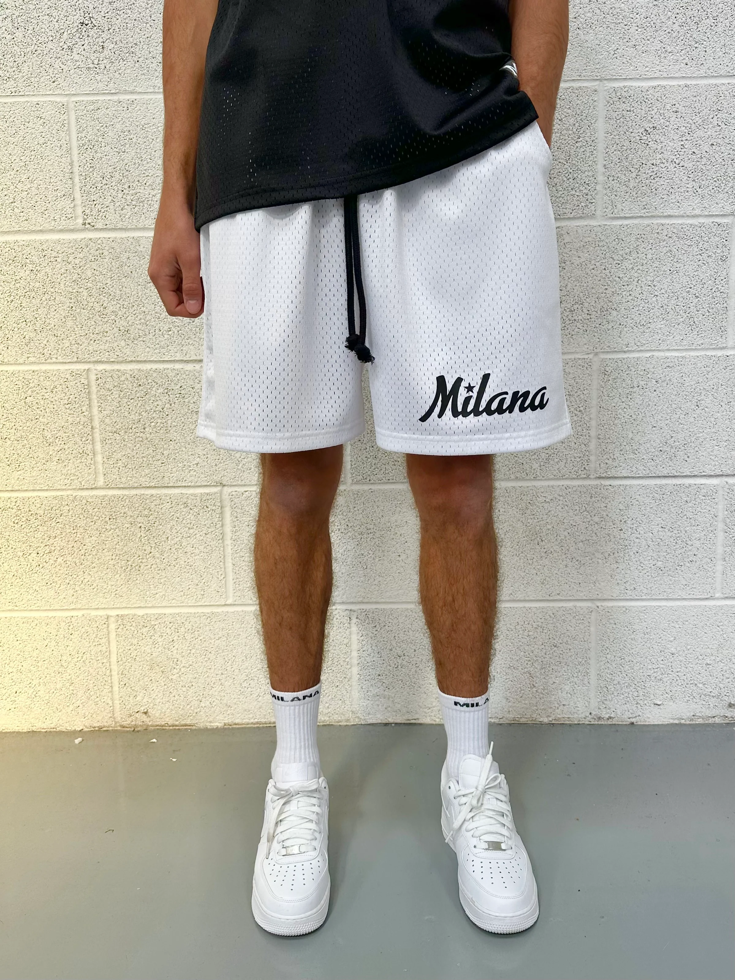 White Mesh Relaxed Shorts. - Image 3