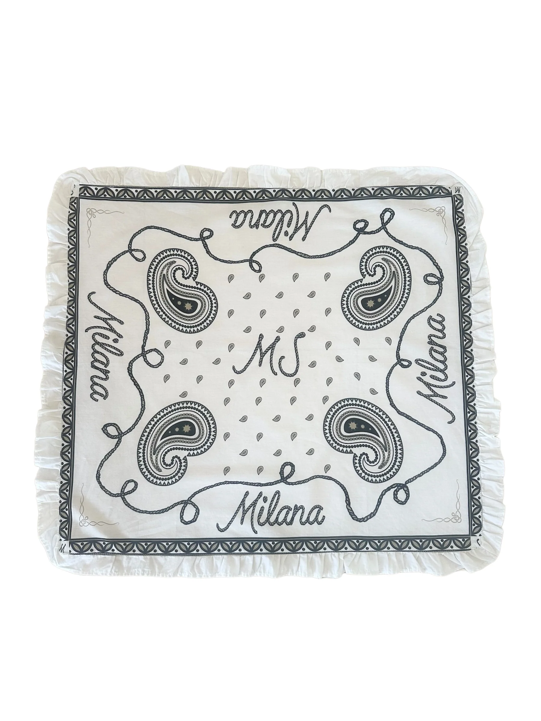 White MS Paisley Bandana. - Image 3